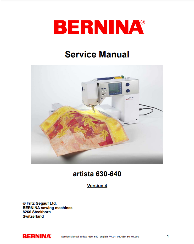 Bernina Service Manuals - Atista 630 and 640