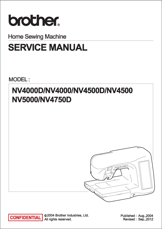 Brother Parts and Service Manuals - NV4000D/NV4000/NV4500D/NV4500 NV5000/NV4750D