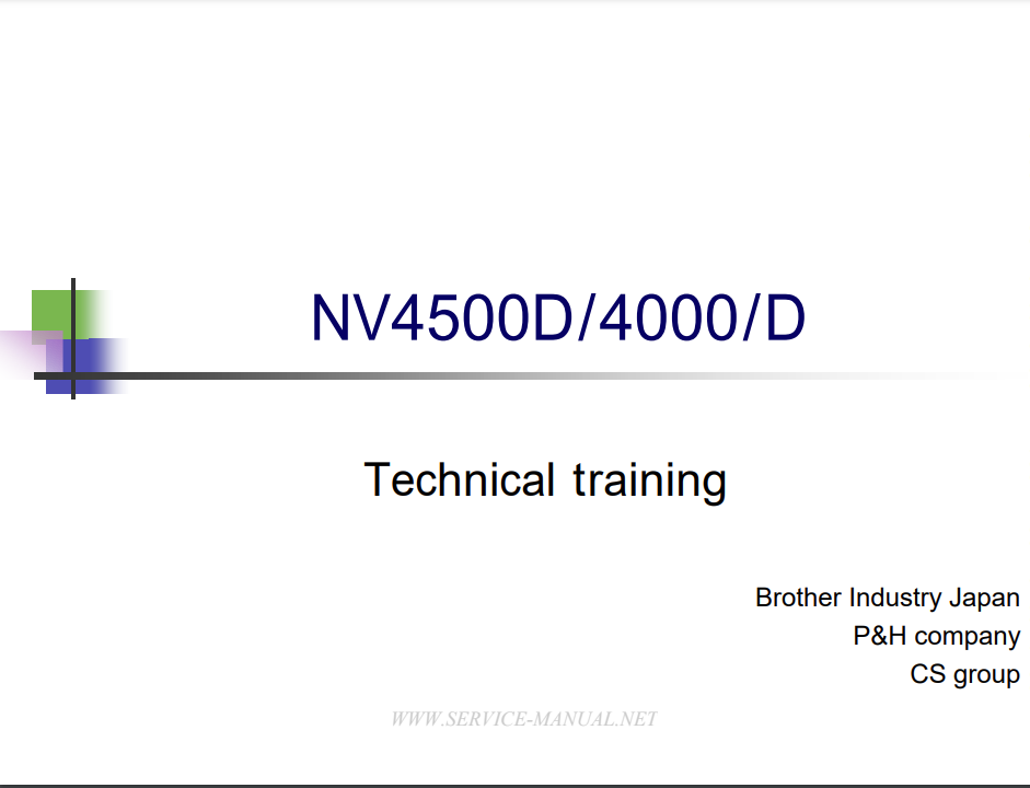 Brother Parts and Service Manuals - NV4000D/NV4000/NV4500D/NV4500 NV5000/NV4750D