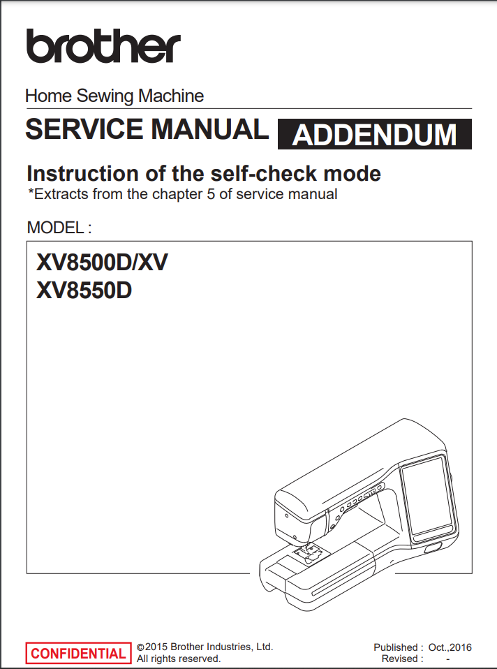 Brother Parts and Service Manuals - XV8500D/XV and XV8550D