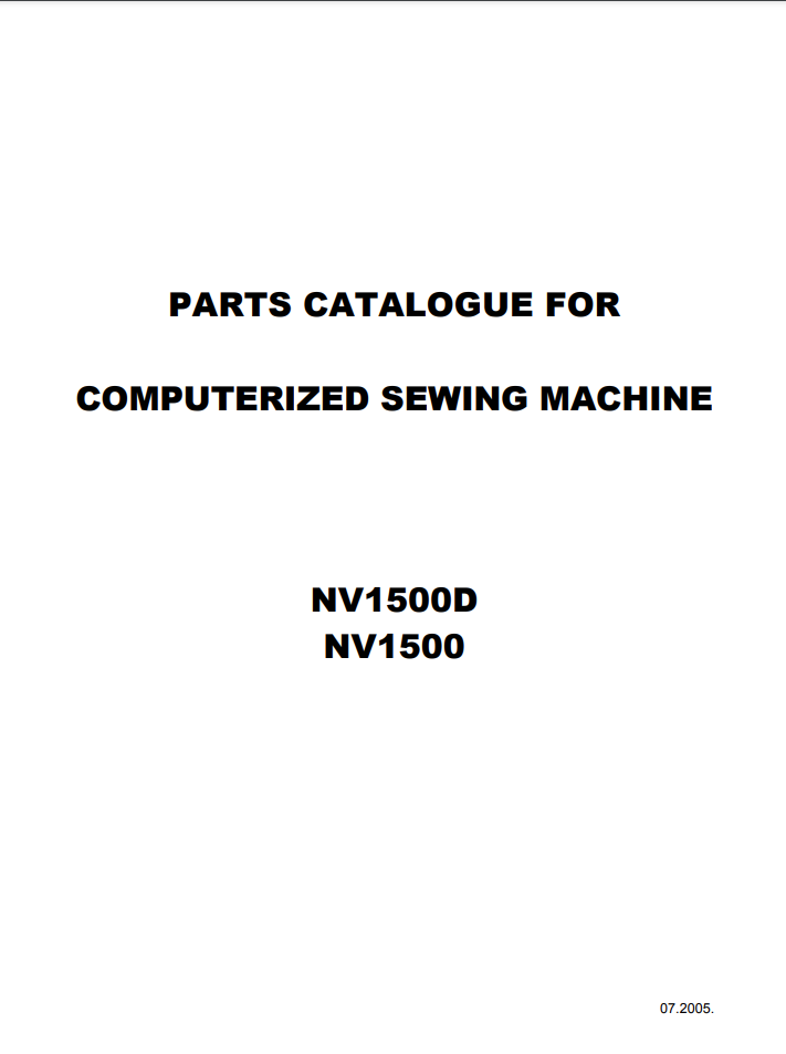 Brother Parts Manual - NV1500 and NV1500D