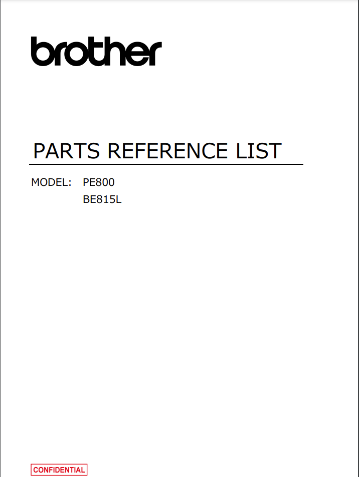Brother parts and Service Manuals - BE815L_915L, F440E_540E, NS1150E_1250E, PE800_810L_830DL_900_910L Service