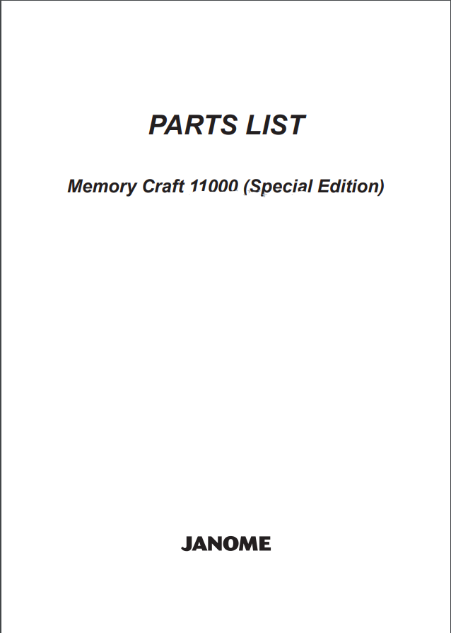 Janome Parts and Service Manuals - MC11000