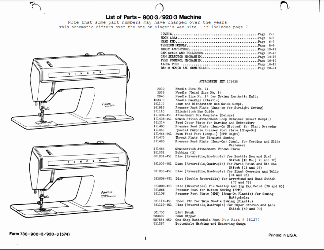 Singer Service Manual - 900 series