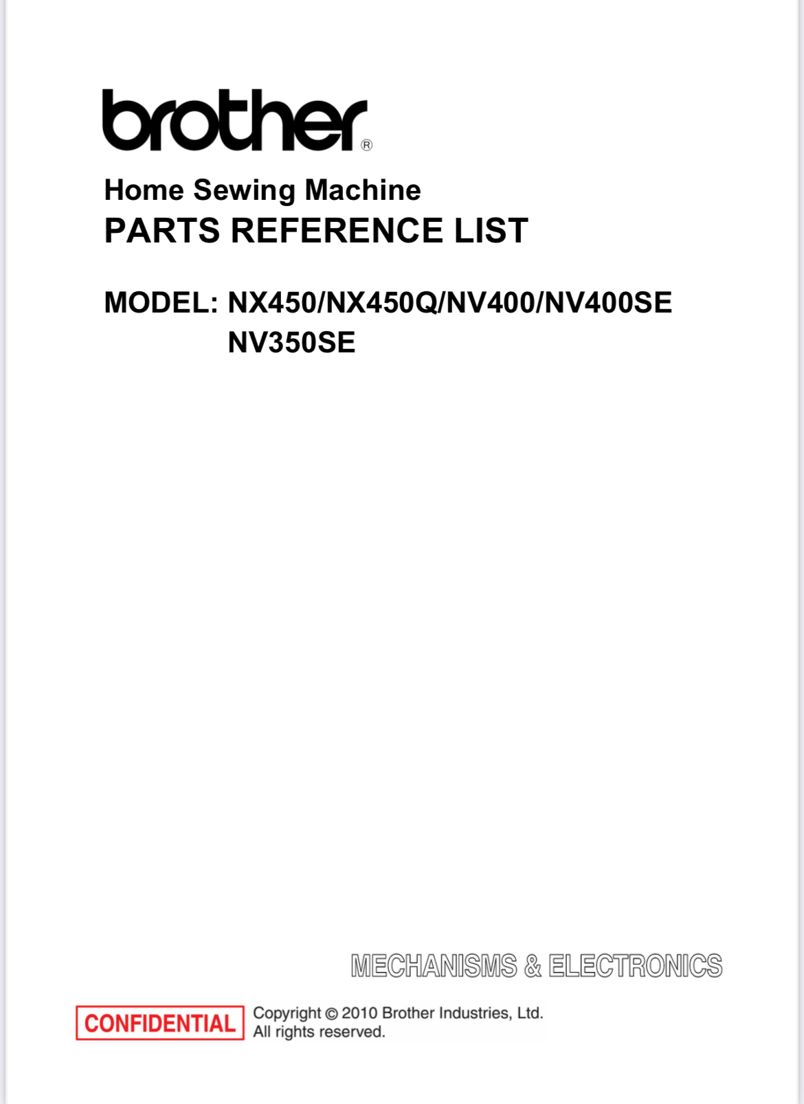 Brother Parts and Service Manuals - NX 450