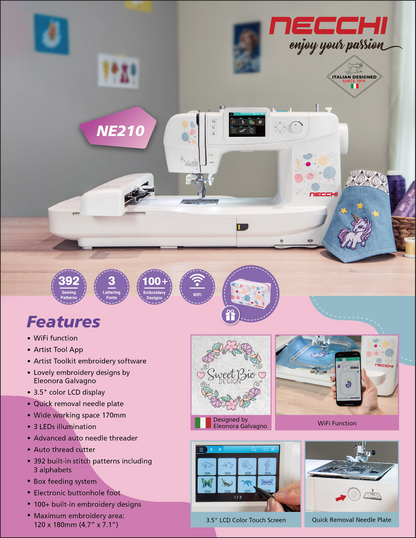 NE210 COMBINATION SEWING AND EMBROIDERY MACHINE